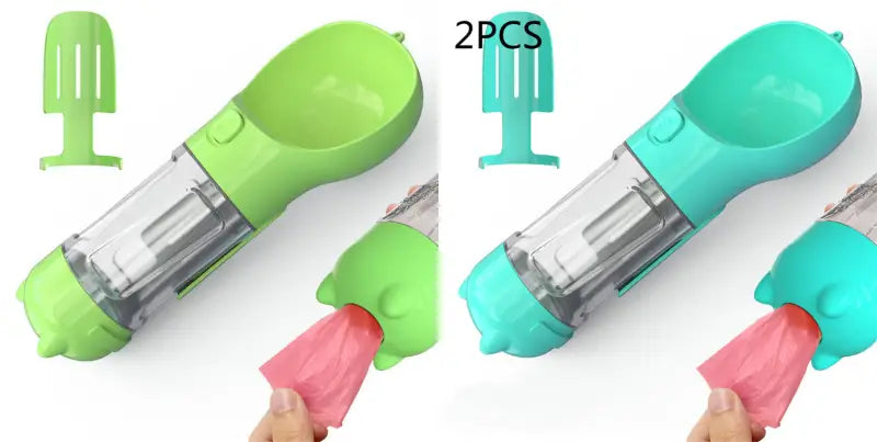 Portable 3 in 1 Pet Water Bottle Feeder Bowl with waste bag dispenser for dogs