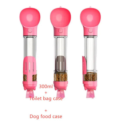 Pink Portable Dog Water and Food Dispenser from Portable 3 in 1 Pet Water Bottle Feeder Bowl