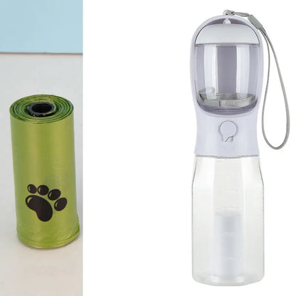 Portable Cat Dog Water Bottle with Food Feeder Drinker and Poop Dispenser for pets