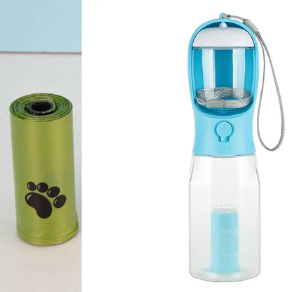 Portable Cat Dog Water Bottle with Food Feeder Drinker and poop disposal bags