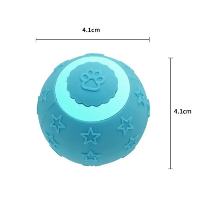 Blue dog toy ball with paw print and stars for rechargeable cat exercise fun