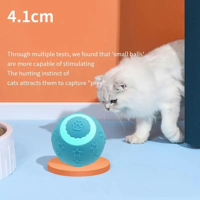 Blue smart ball cat toy for rechargeable cat exercise and active rolling fun