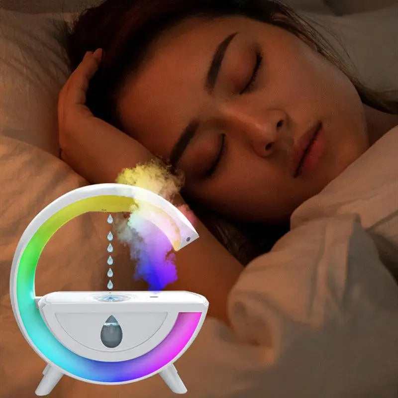 RGB Night Light Water Droplet Sprayer Anti-Gravity Air Humidifier - White / USB - 369