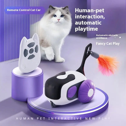 Smart Funny Cat Remote Control Car with Feather Attachment for Fun Playtime