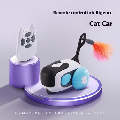 Smart Funny Cat Remote Control Car with Feather Attachment for Interactive Play