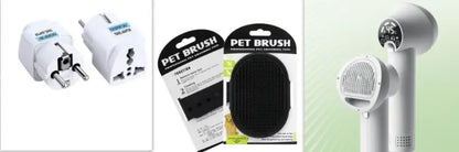 Smart Pet Hair Dryer for cat grooming, featuring adapters and pet brushes for Golden Retrievers