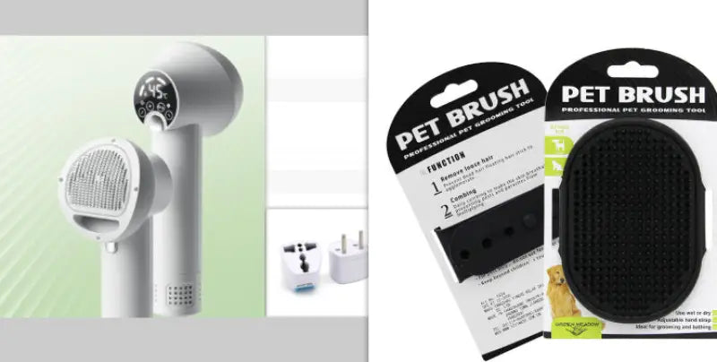 Pet grooming tools including a Smart Pet Hair Dryer for Cat Grooming and Golden Retriever care