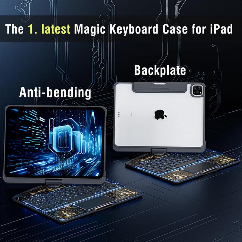 Swivel Keyboard Clear Case For IPad Smart Trackpad Bluetooth 360