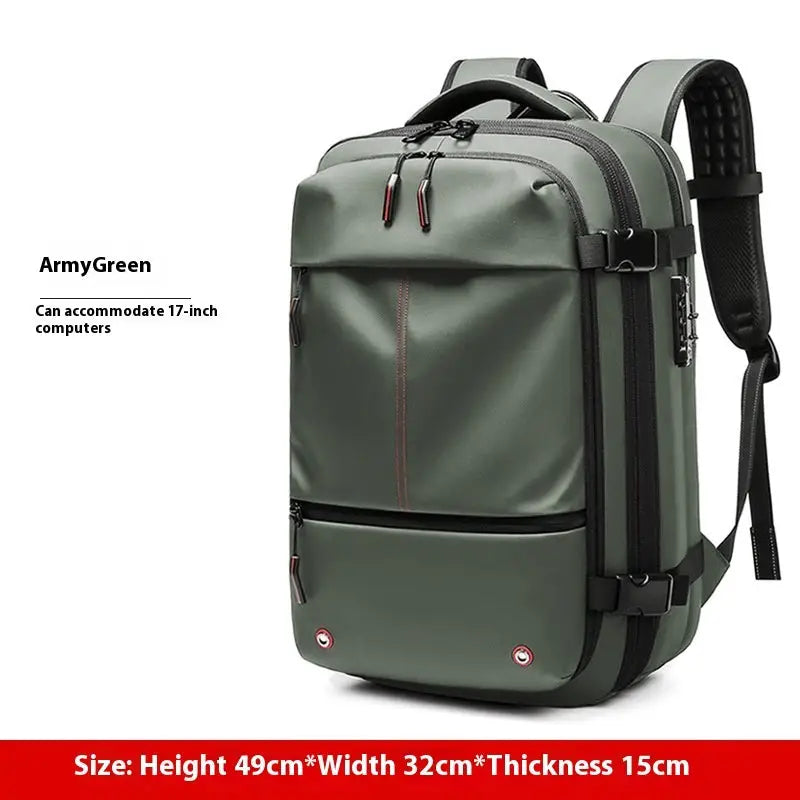 Travel Backpack Men’s Business Multifunction Computer Bag Large Capacity - Army Green / 19 Inch - Travel Backpack