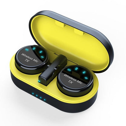 Wireless Magnetic Circular Collar Clip Microphone - Black And Yellow / Apple Interface One To Two - 369